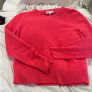 White + Warren Vibrant Red Crew Neck Sweater